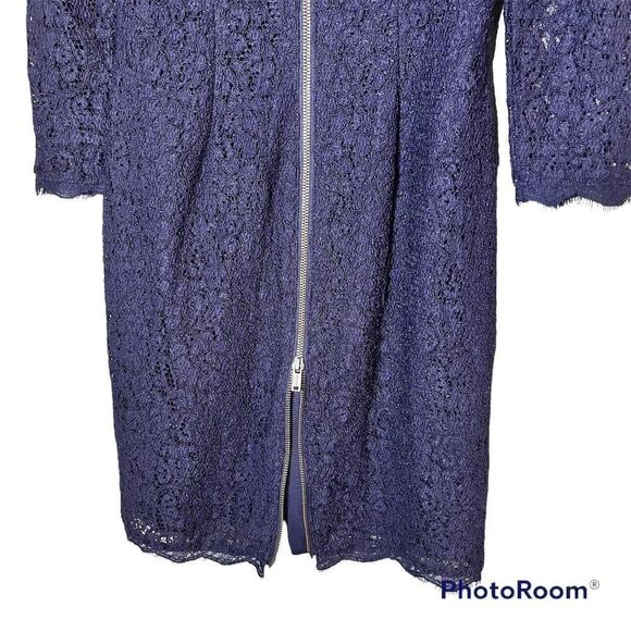 Adrianna Papell Knee Length Dress Exposed Zipper Lace Overlay Size 4 - Picture 3 of 6